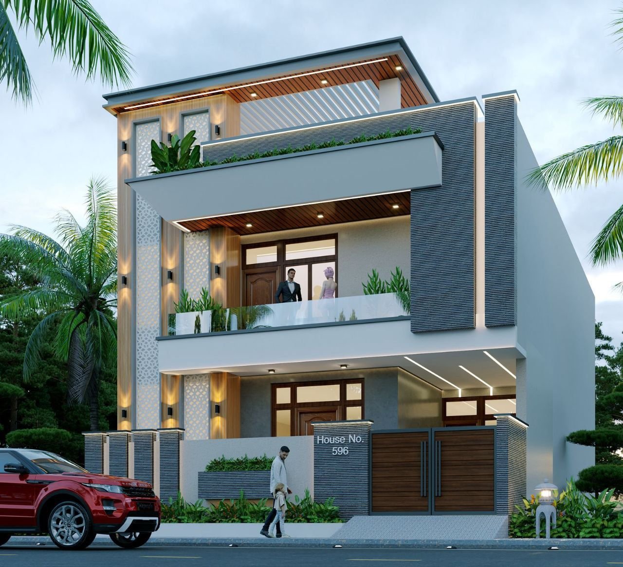 Exterior Night Elevation & Architectural Lighting